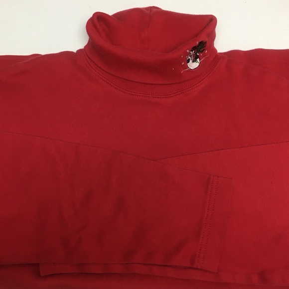 Holiday/snowman themed red turtleneck - Picture 4 of 8